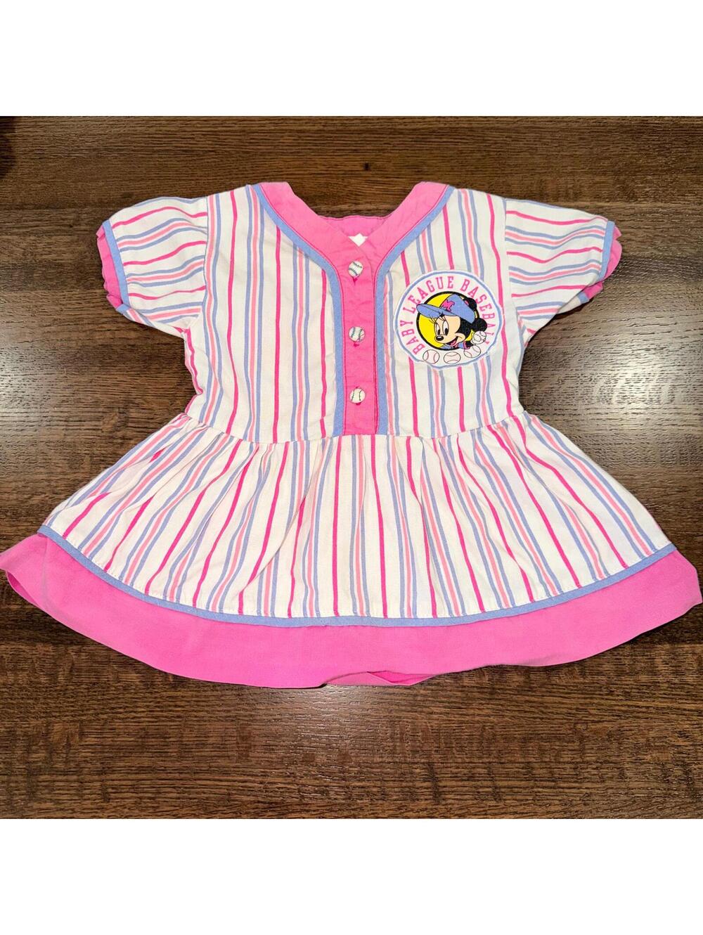 Vintage Disney Girls Y2K Minnie Mouse Sweerthearts Baseball Dress Size 24 mos